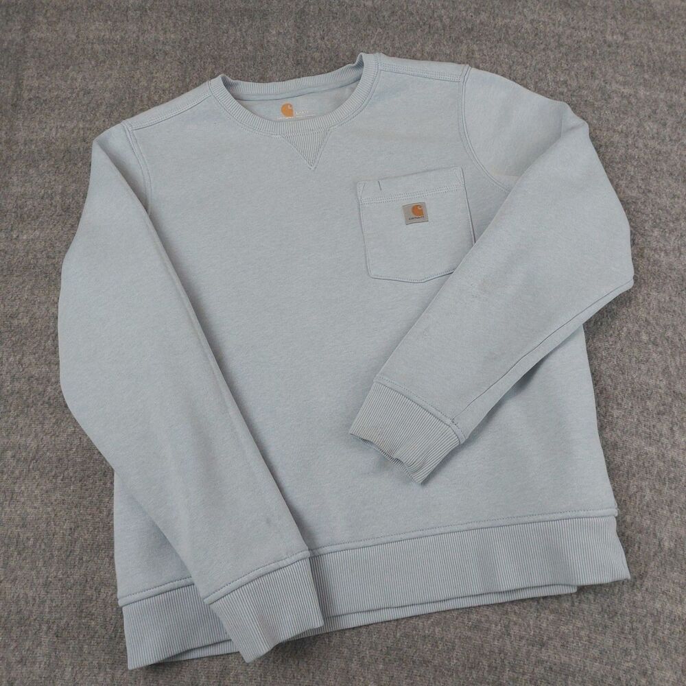 Carhartt Clarksburg Crewneck Pocket Sweatshirt Women's Large Light Blue 103925